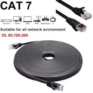LOT CAT7 Shielded RJ45 Ethernet LAN Network Patch Cable Connector Internet Cord 164ft Black
