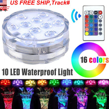Load image into Gallery viewer, 10 LED RGB Waterproof Submersible Lights Wedding Party Vase Lamp + Remote