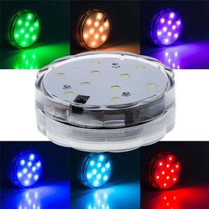 10 LED RGB Waterproof Submersible Lights Wedding Party Vase Lamp + Remote