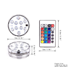 Load image into Gallery viewer, 10 LED RGB Waterproof Submersible Lights Wedding Party Vase Lamp + Remote
