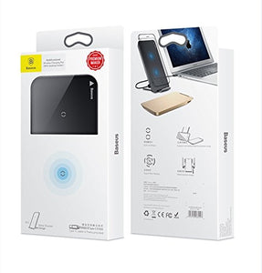 Black QI Wireless Charger 2 Coils Cell Fast Charging Pad Station