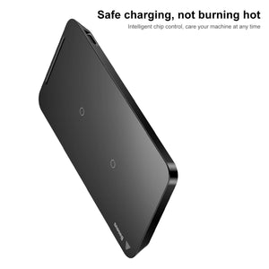 Black QI Wireless Charger 2 Coils Cell Fast Charging Pad Station