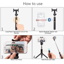 Load image into Gallery viewer, Extendable Selfie Stick with Wireless Bluetooth Remote Tripod Stand