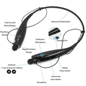 Stereo Wireless Bluetooth Headphone Headset Mic Earphones Neckband Earbuds Sport
