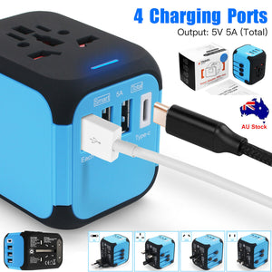 International Universal Travel Adapter 4 USB Charge Ports Converter Plug Charger
