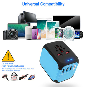 International Universal Travel Adapter 4 USB Charge Ports Converter Plug Charger