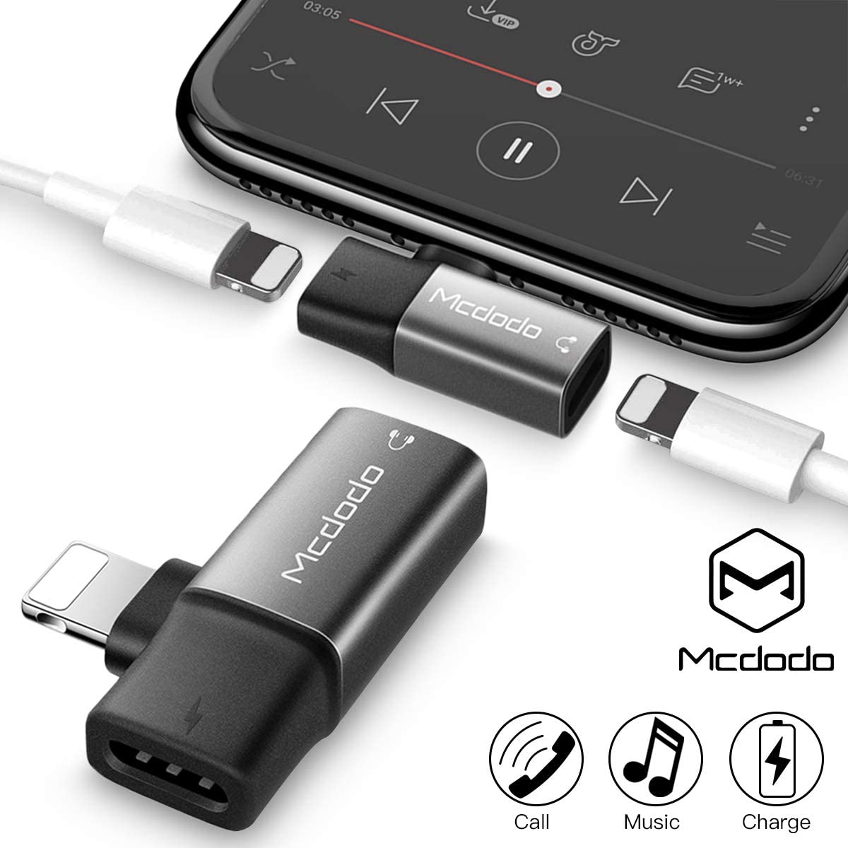 AICase Headphone Adapter, 2 in 1 Nylon Braised Audio Adapter Support Audio + Charge for iPhone