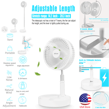 Load image into Gallery viewer, Desk Floor 4-Speed Retractable Foldable Rechargeable USB Mini Portable Fan