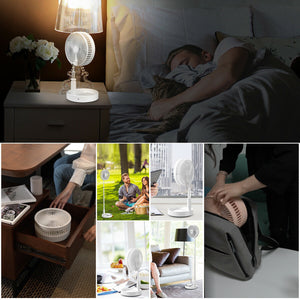 Desk Floor 4-Speed Retractable Foldable Rechargeable USB Mini Portable Fan