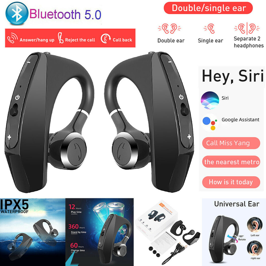 TWS True Wireless Earbuds Bluetooth 5.0 Earphones Stereo Bass Ear Hook Headset