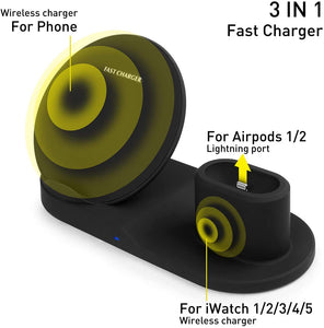 AICase Qi Wireless Charger,3-in-1 Charging Pad,Multiple Devices Wireless Charger Dock for Air Pods iWatch iPhone
