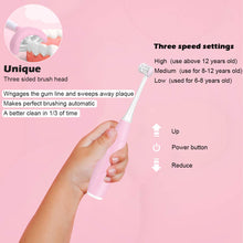 Load image into Gallery viewer, Kids Sonic Toothbrush,Rechargeable 32000 VPM Tooth Brush,Patented 3 Brush Head Design,Angled Bristles Clean Each Tooth