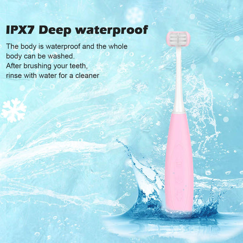 Kids Sonic Toothbrush,Rechargeable 32000 VPM Tooth Brush,Patented 3 Brush Head Design,Angled Bristles Clean Each Tooth