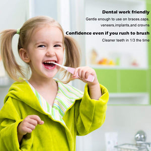 Kids Sonic Toothbrush,Rechargeable 32000 VPM Tooth Brush,Patented 3 Brush Head Design,Angled Bristles Clean Each Tooth