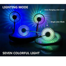 Load image into Gallery viewer, Mini Portable Neckband Neck Hanging Cooling Fan LED lights Rechargeable Battery