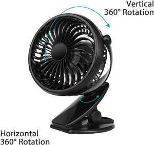 4 inch Electric USB Rechargeable Battery Clip On Desk Portable Mini Cooling Fan