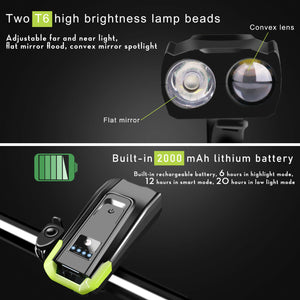 USB Rechargeable LED Bicycle Headlight Bike Head Light Front Lamp Cycling + Horn