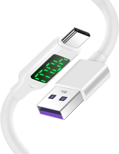 USB C Charger with LED Display, A to Type C Charging Cable Fast Charge for Samsung Galaxy