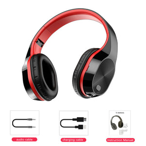 Foldable Stereo Bass Wireless Bluetooth Headphones Earphones Headset+Audio Cable