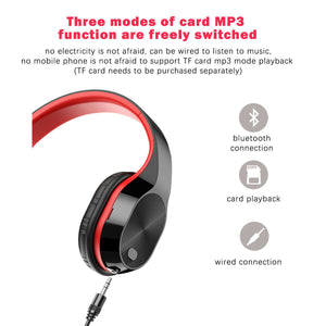 Foldable Stereo Bass Wireless Bluetooth Headphones Earphones Headset+Audio Cable