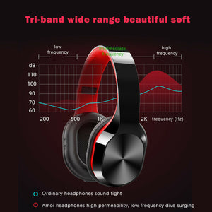 Foldable Stereo Bass Wireless Bluetooth Headphones Earphones Headset+Audio Cable