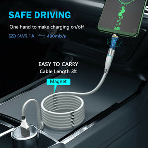 3in1 Magnetic Charging Type-C 8 Pin USB Cable Charger for iPhone Samsung Android