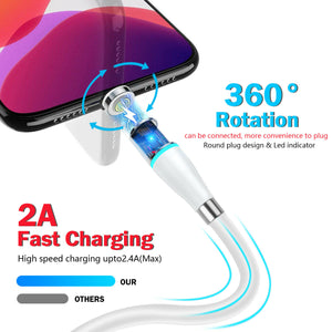 3in1 Magnetic Charging Type-C 8 Pin USB Cable Charger for iPhone Samsung Android