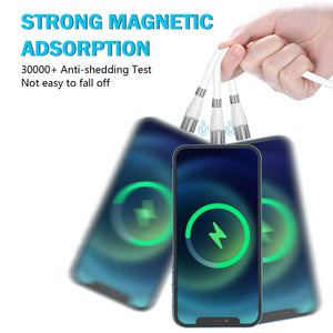 3in1 Magnetic Charging Type-C 8 Pin USB Cable Charger for iPhone Samsung Android