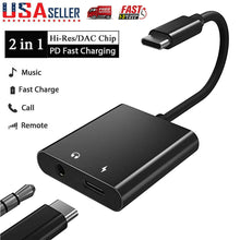 Load image into Gallery viewer, 2 in 1 Adapter USB C to 3.5mm Splitter AUX Headphone Jack Cable