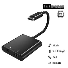 Load image into Gallery viewer, 2 in 1 Adapter USB C to 3.5mm Splitter AUX Headphone Jack Cable