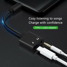 Load image into Gallery viewer, 2 in 1 Adapter USB C to 3.5mm Splitter AUX Headphone Jack Cable