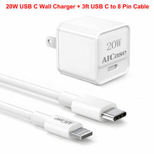 Load image into Gallery viewer, iPhone Fast Charger 20W PD Power Adapter with USB-C to iPhone Cable Charger Cord