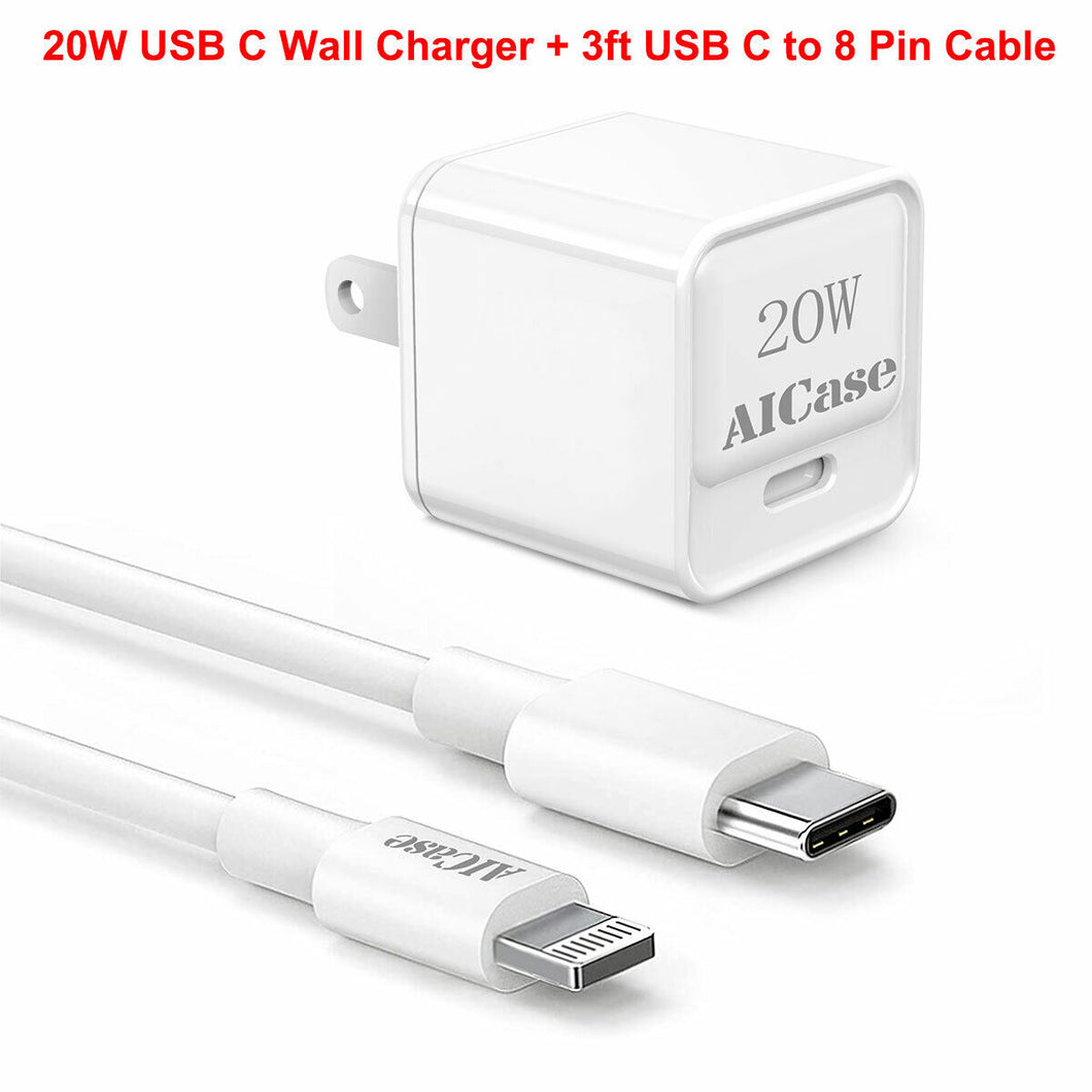 iPhone Fast Charger 20W PD Power Adapter with USB-C to iPhone Cable Charger Cord