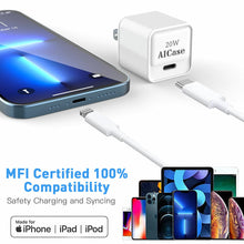 Load image into Gallery viewer, iPhone Fast Charger 20W PD Power Adapter with USB-C to iPhone Cable Charger Cord