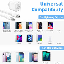 Load image into Gallery viewer, iPhone Fast Charger 20W PD Power Adapter with USB-C to iPhone Cable Charger Cord
