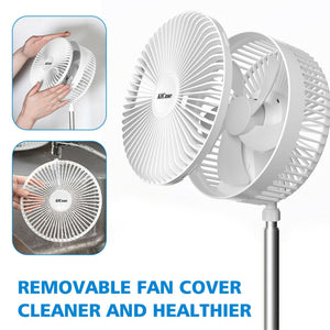 Portable 7" Fan Adjustable Head Shaking Clip Stand Rechargeable Air Cooling Fan