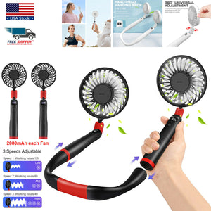 2in1 Detachable Handheld Neck Fan Portable Adjustable Digital Outdoor AirCooling