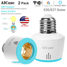 Load image into Gallery viewer, 2xWiFi Smart Light Bulb E26/E27 Lamp Socket Adapter Works with Alexa Google Home