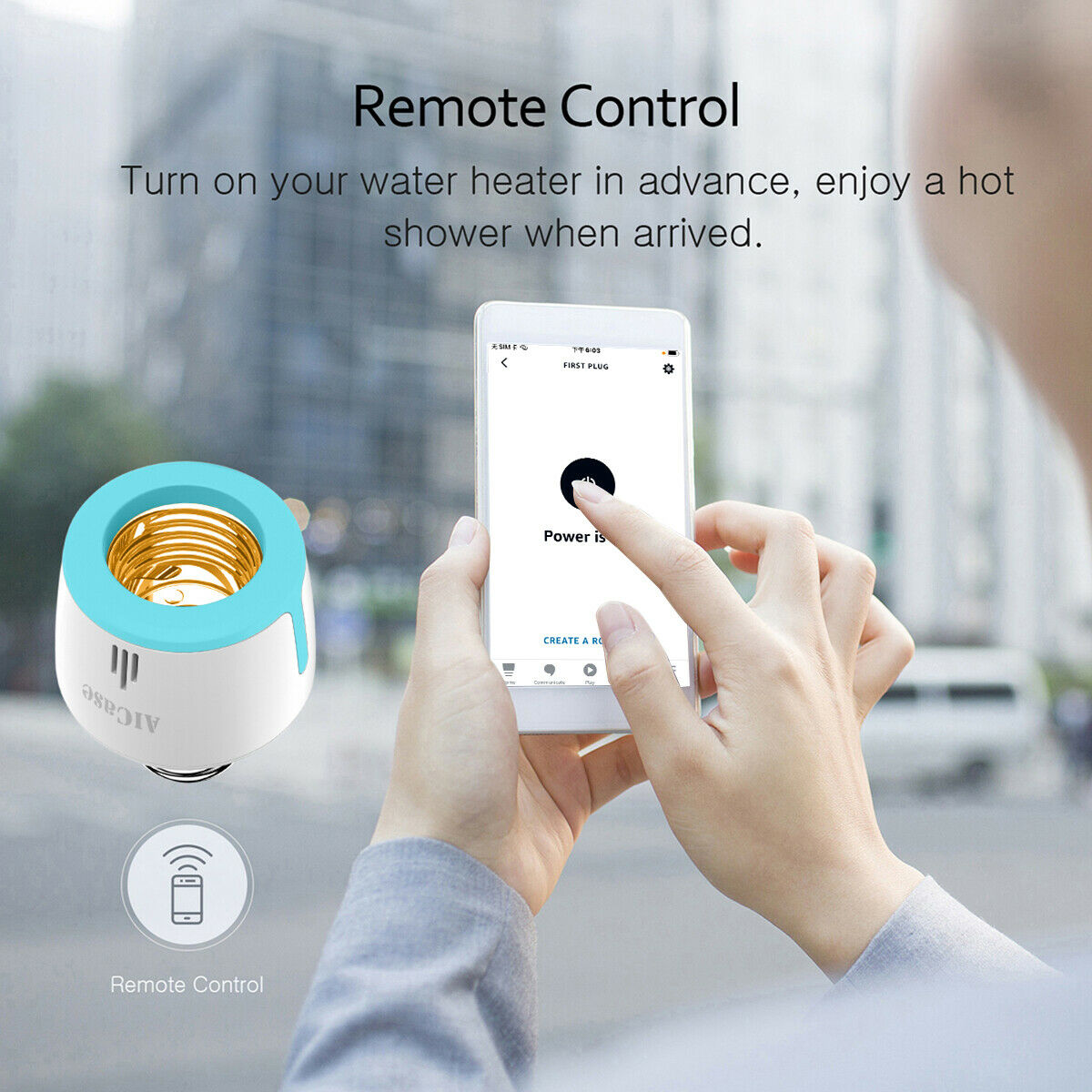Smart Wifi E27 Light Socket, AICase Intelligent Wlan Home Remote contr –