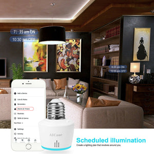 2xWiFi Smart Light Bulb E26/E27 Lamp Socket Adapter Works with Alexa Google Home