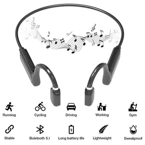 Bone Conduction Wireless Bluetooth Headphones Sports Open Ear Headset with Mic