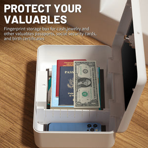 Biometric Fingerprint Storage Box Portable Cash Jewelry Security Box Safe