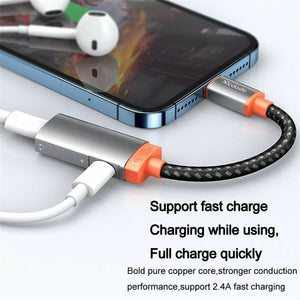 Dual 8 Pin Earphone Audio Adapter Splitter Charger Cable for iPhone 13/12/11/X/8