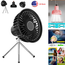 Load image into Gallery viewer, Portable Rechargeable LED Fan Travel Camping Air Cooling 4 Gear Wind with Tripod