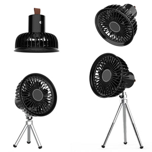 Portable Rechargeable LED Fan Travel Camping Air Cooling 4 Gear Wind with Tripod