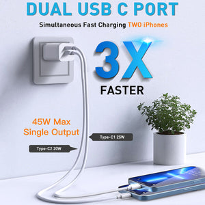 45W Type USB C Fast Wall Charger Adapter  with 5FT Cable