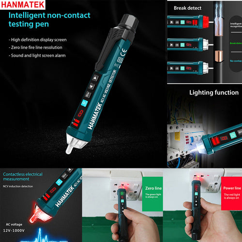 HANMATEK 12~1000V LCD Electrical LED Non-Contact AC Voltage Detector Tester Pen