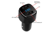 Load image into Gallery viewer, Black Dual USB Digital Display Bluetooth Car Charger FM Transmitter
