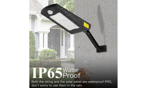 IP65 Waterproof Solar Wall Light 66 Lamp Beads Three Light Modes Remote Control
